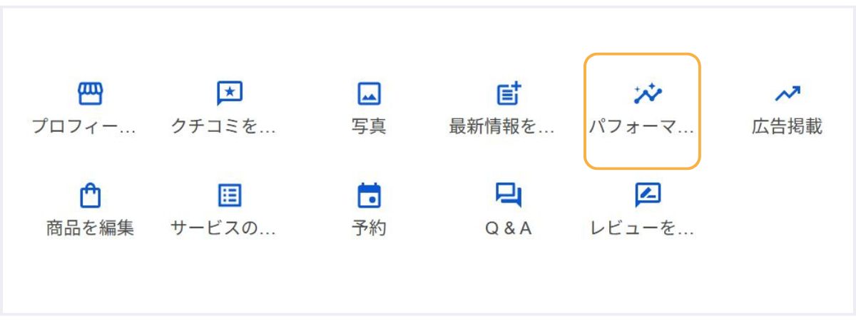 Googleビジネスプロフィールのパフォーマンス箇所