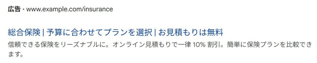 Googleリスティング広告のイメージ画像
URL、広告見出し、説明文で構成されている