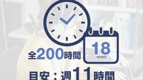 全200時間・18週間のカリキュラム仕事をしながらでも短期間で結果を出すことを⽬指す！※短期集中12週間コース、じっくり学習24週間コースもあります。